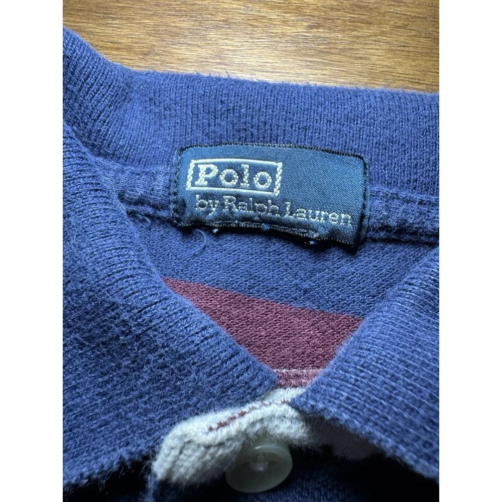 Polo by Ralph Lauren Boys Sz‎ 5 Blue Maroon Striped Short Sleeve Shirt